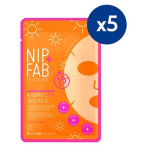 Nip+Fab Vitamin C Sheet Masks x5 Pack - Bio-cellulose Hydrating Facial Treatment