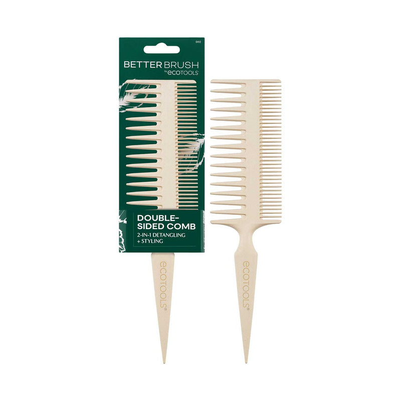 Eco Tools double-sided detangle comb with wide and narrow teeth - British product