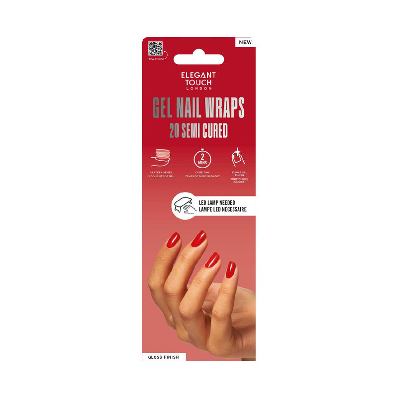 Elegant Touch semi cured gel nail wraps Ruby Rouge 20s (British brand)