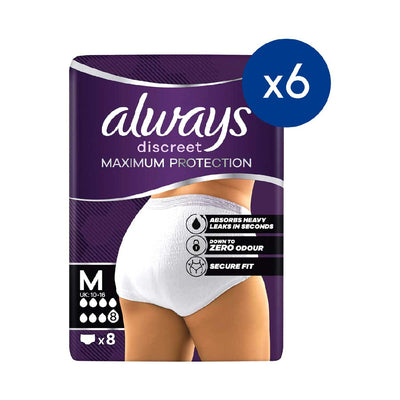 Boots Always Discreet Maximum Protection Incontinence Pants Bundle, Medium (6 x 8 Pack)- Buy online at McGrocer