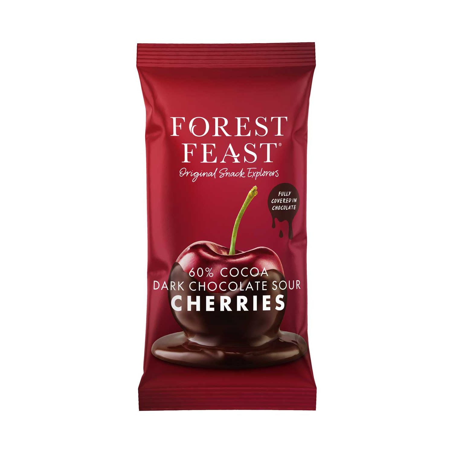 Forest Feast Belgian dark chocolate sour cherries 40g - British product