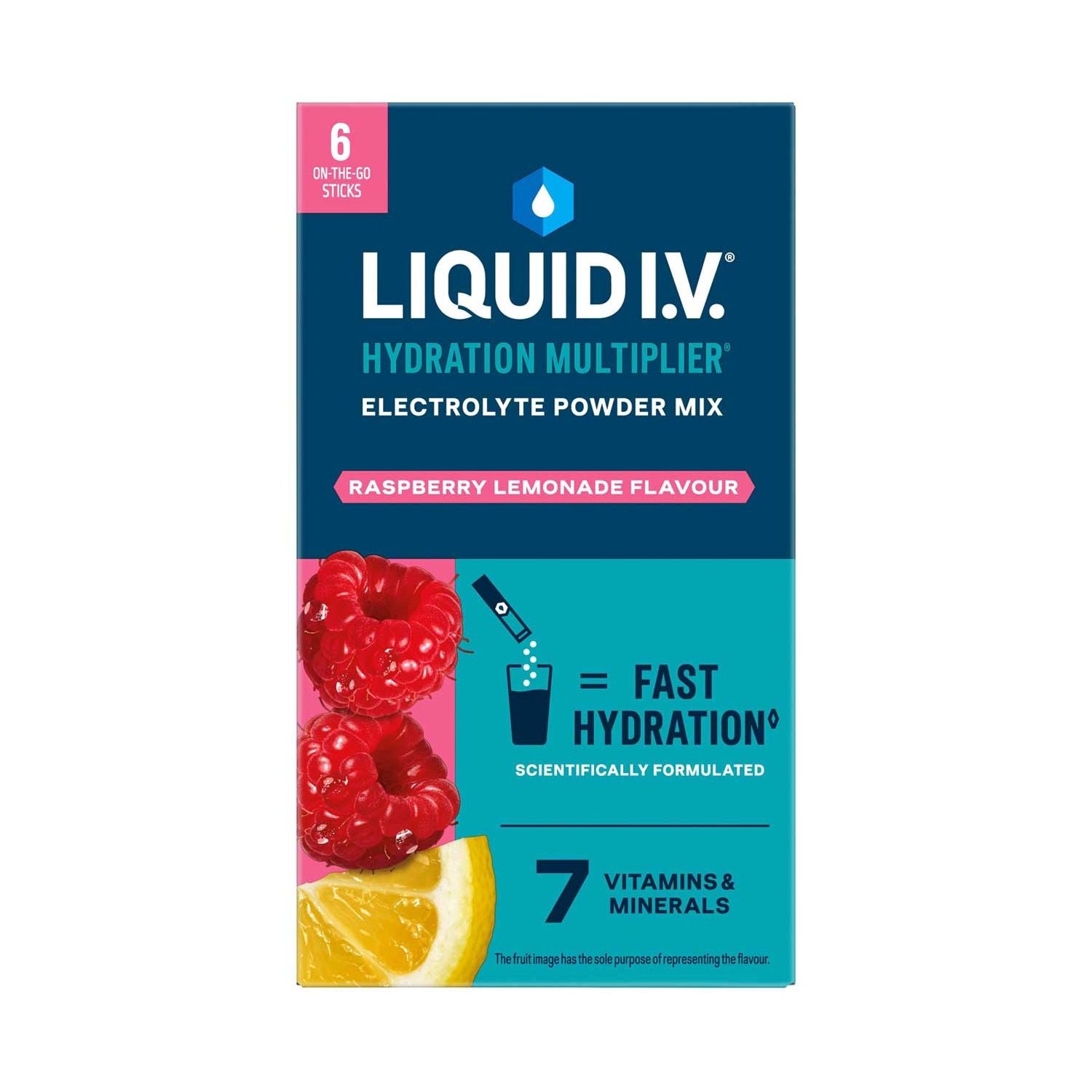 Liquid I.V. hydration multiplier raspberry lemonade 6 sachets, UK version