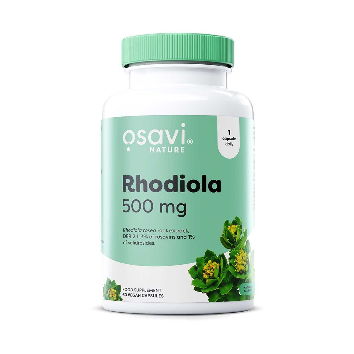 Osavi Rhodiola 500mg vegan capsules 60 servings (British brand)