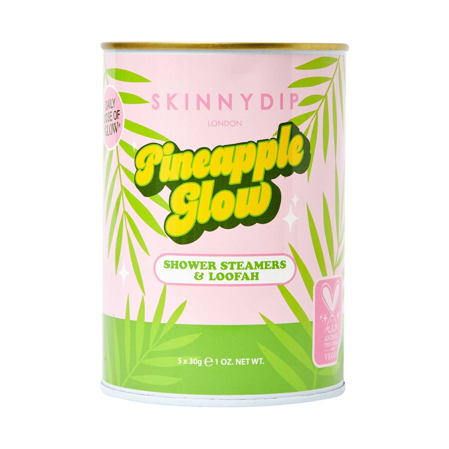 Skinnydip London pineapple shower steamer and loofah tin set (British brand)