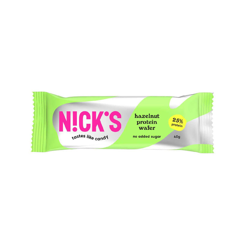Nick's crispy protein wafer hazelnut 40g bar - British product
