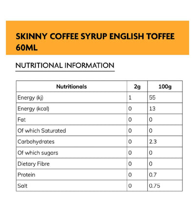 Skinny Food Co Sirop à Café Caramel Anglais 60ml