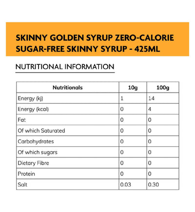 Skinny Food Co Goldener Sirup Kalorienfrei Zuckerfrei 425ml