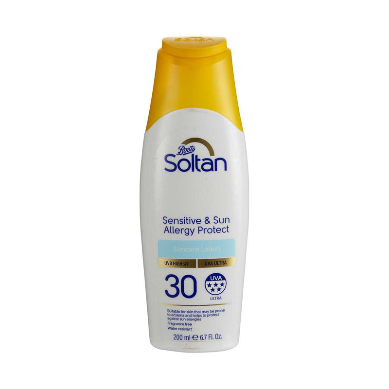 Soltan sensitive suncare lotion SPF30 200ml, imported from the UK