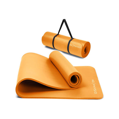 Tapis de yoga KG Physio, 8 mm d'épaisseur, orange, antidérapant, en NBR.