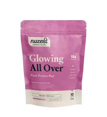 NUZEST Protein Plus Glowing All Over Strawberry European Pea Protein Powder 250g