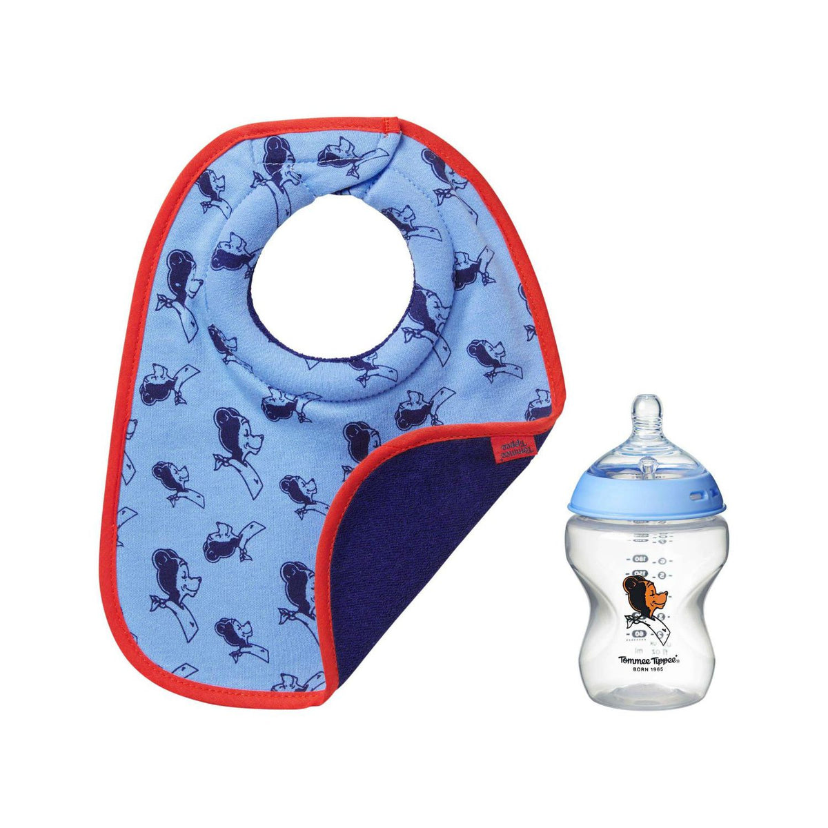 Tommee Tippee 60th anniversary bib and bottle gift set, UK version