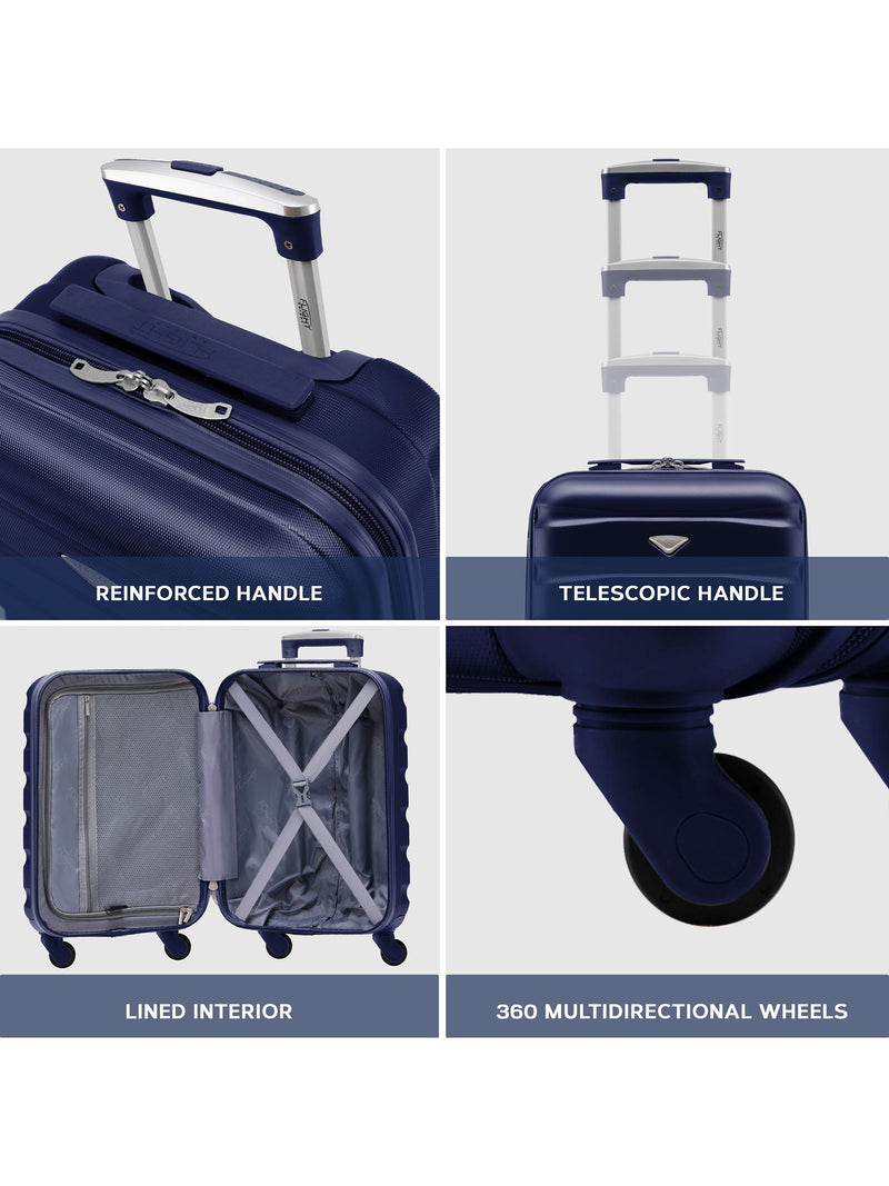 Flight Knight orange and black hardcase suitcase set, three pieces (British brand)