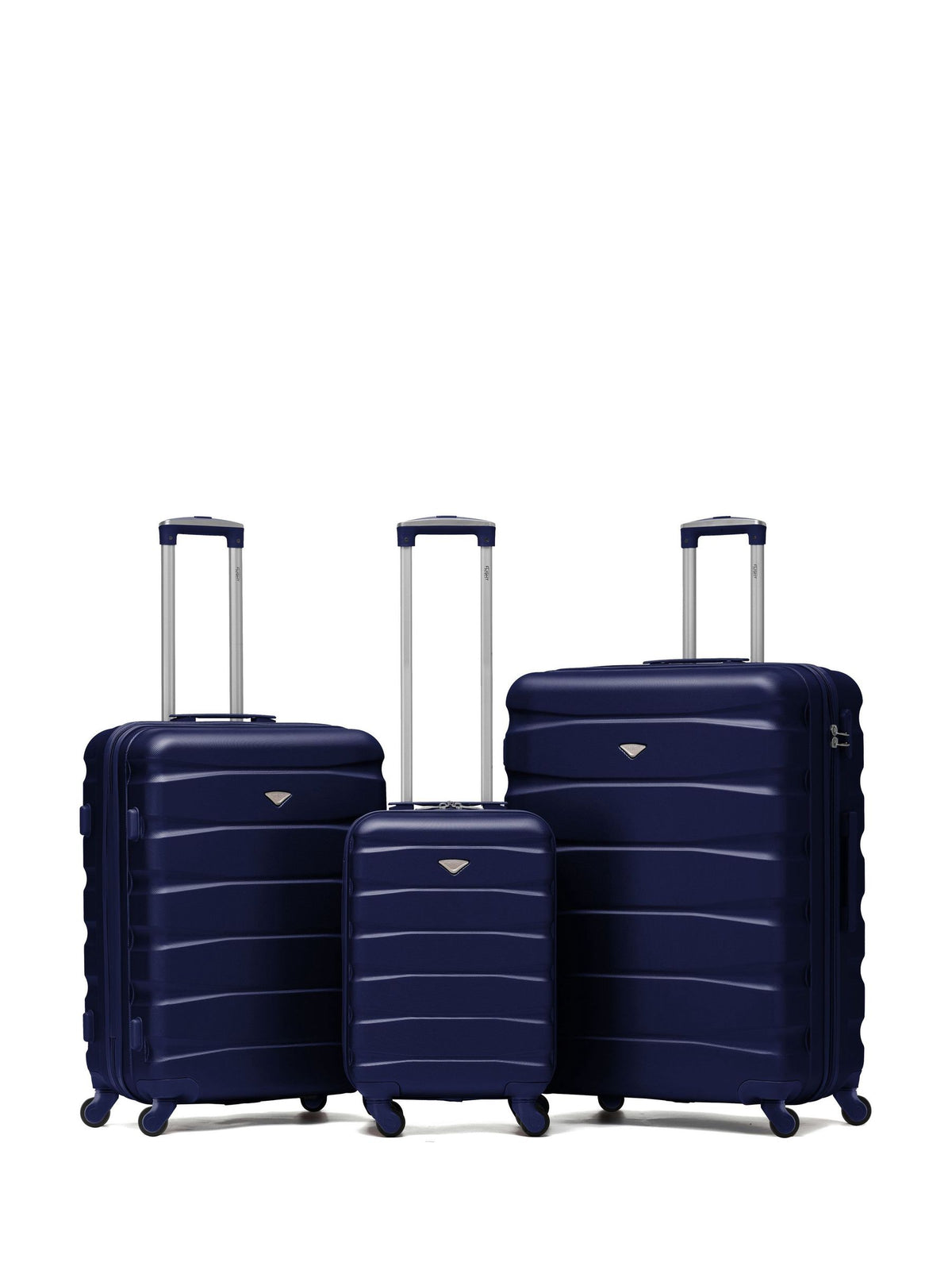 Flight Knight orange and black hardcase suitcase set, three pieces (British brand)