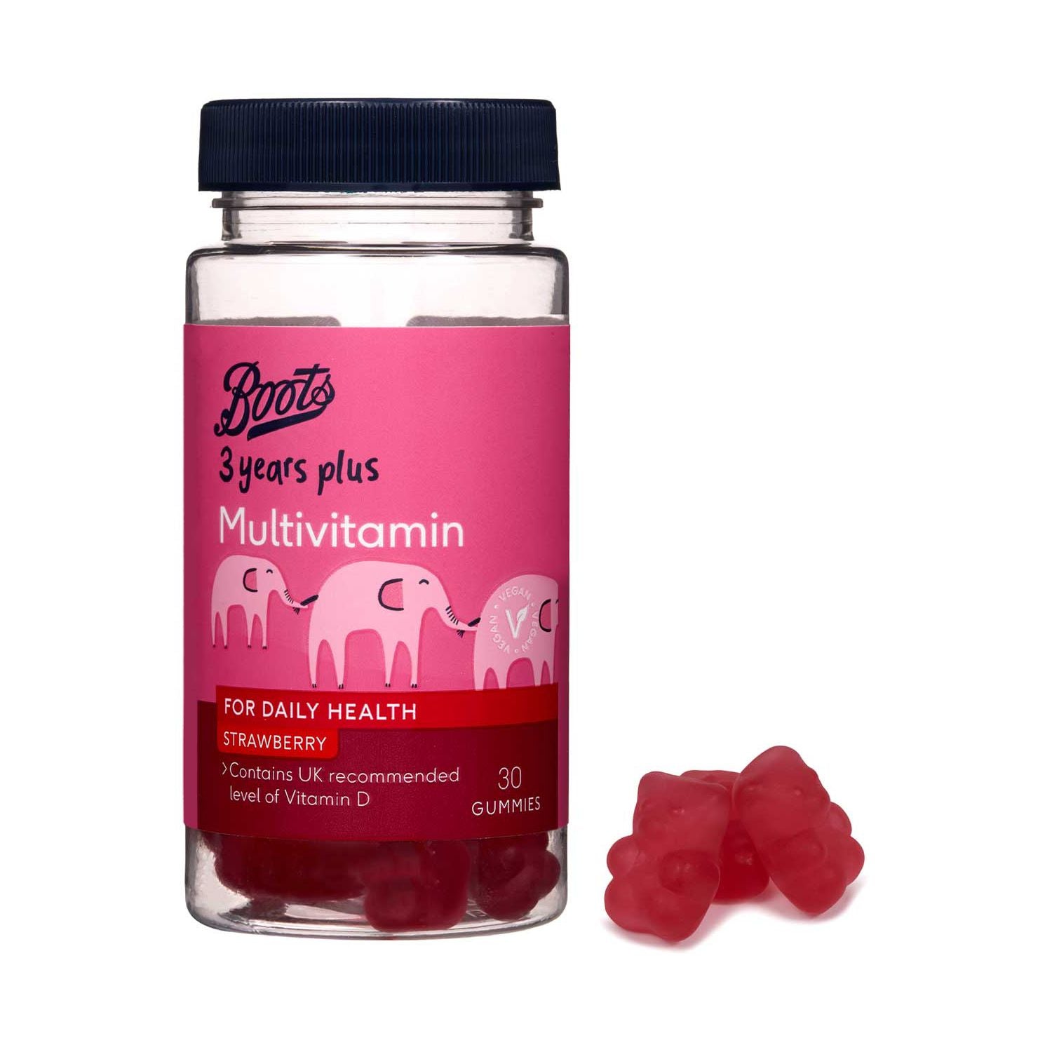 Boots 3 years plus multivitamin gummies strawberry 30 count - British product