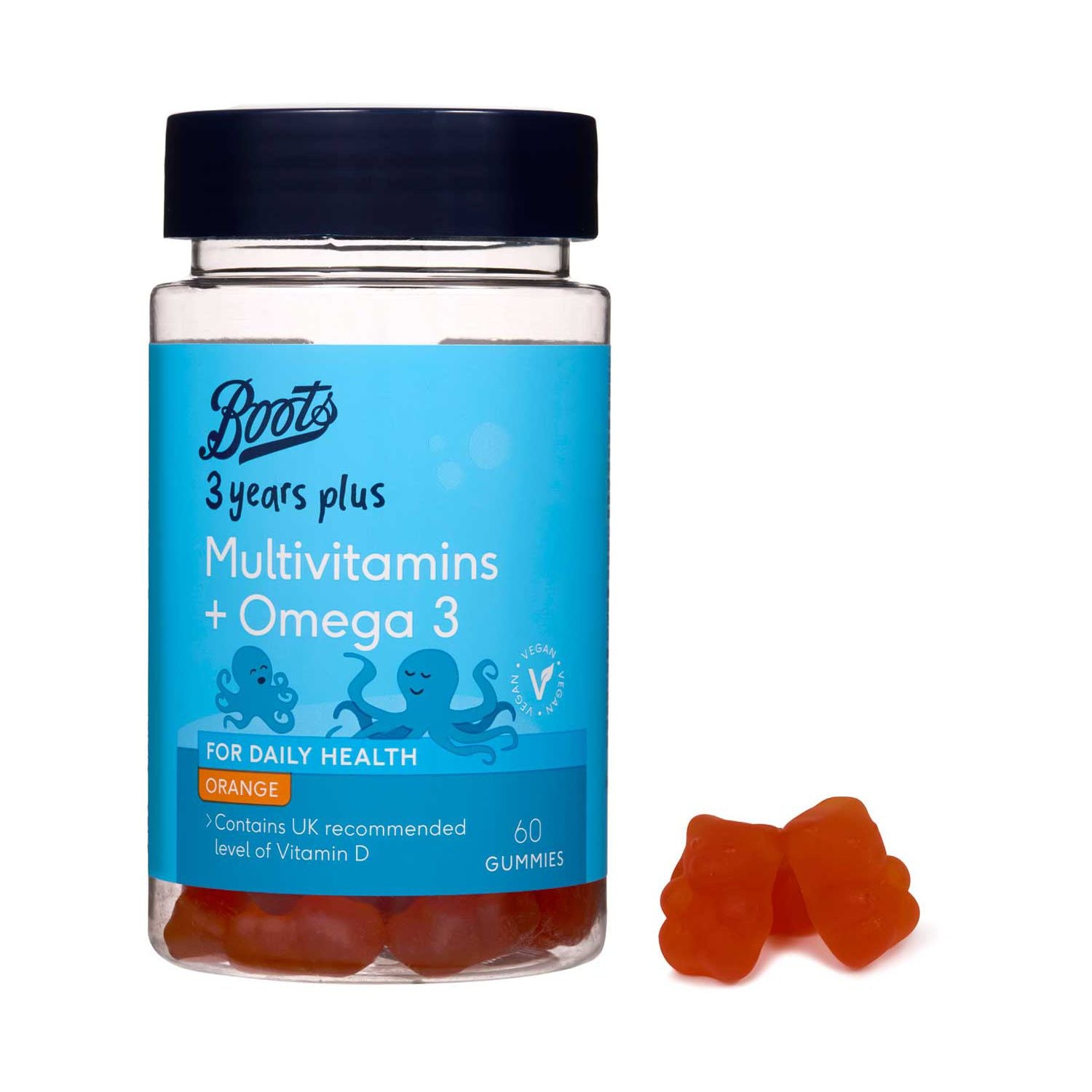 Boots children's multivitamin omega 3 gummies 60s, imported from the UK
