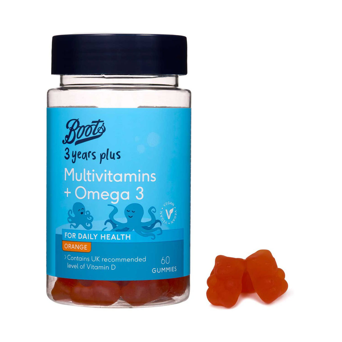 Boots children's multivitamin omega 3 gummies 60s, imported from the UK
