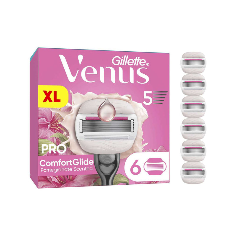 Gillette Venus Pro ComfortGlide Pomegranate razor blades 6 pack - British product