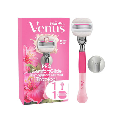 Boots Gillette Venus Pro ComfortGlide Tropical Pomegranate Scented 5-Blade Women's Razor with Shower Hook- Buy online at McGrocer