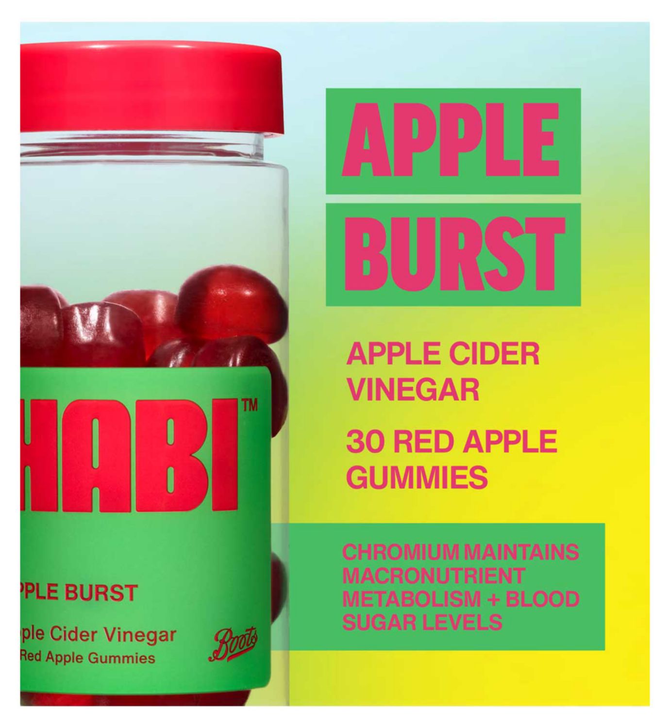 HABI apple cider vinegar gummies Apple Burst 30s (British brand)
