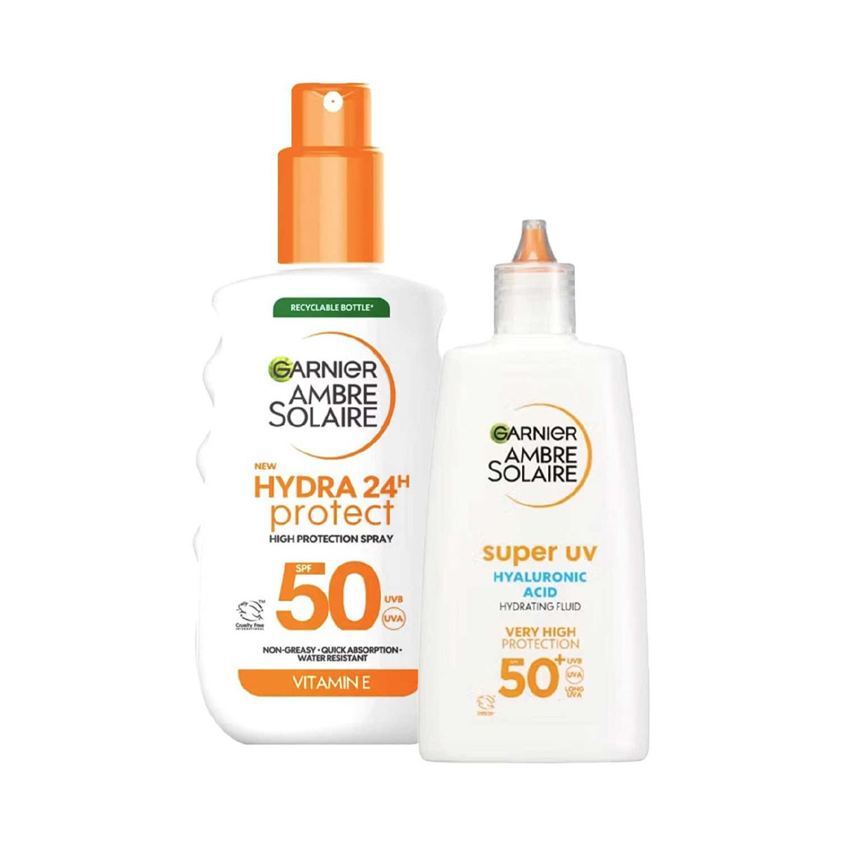Garnier Ambre Solaire SPF50 hydrating vitamin E sunscreen bundle, imported from the UK