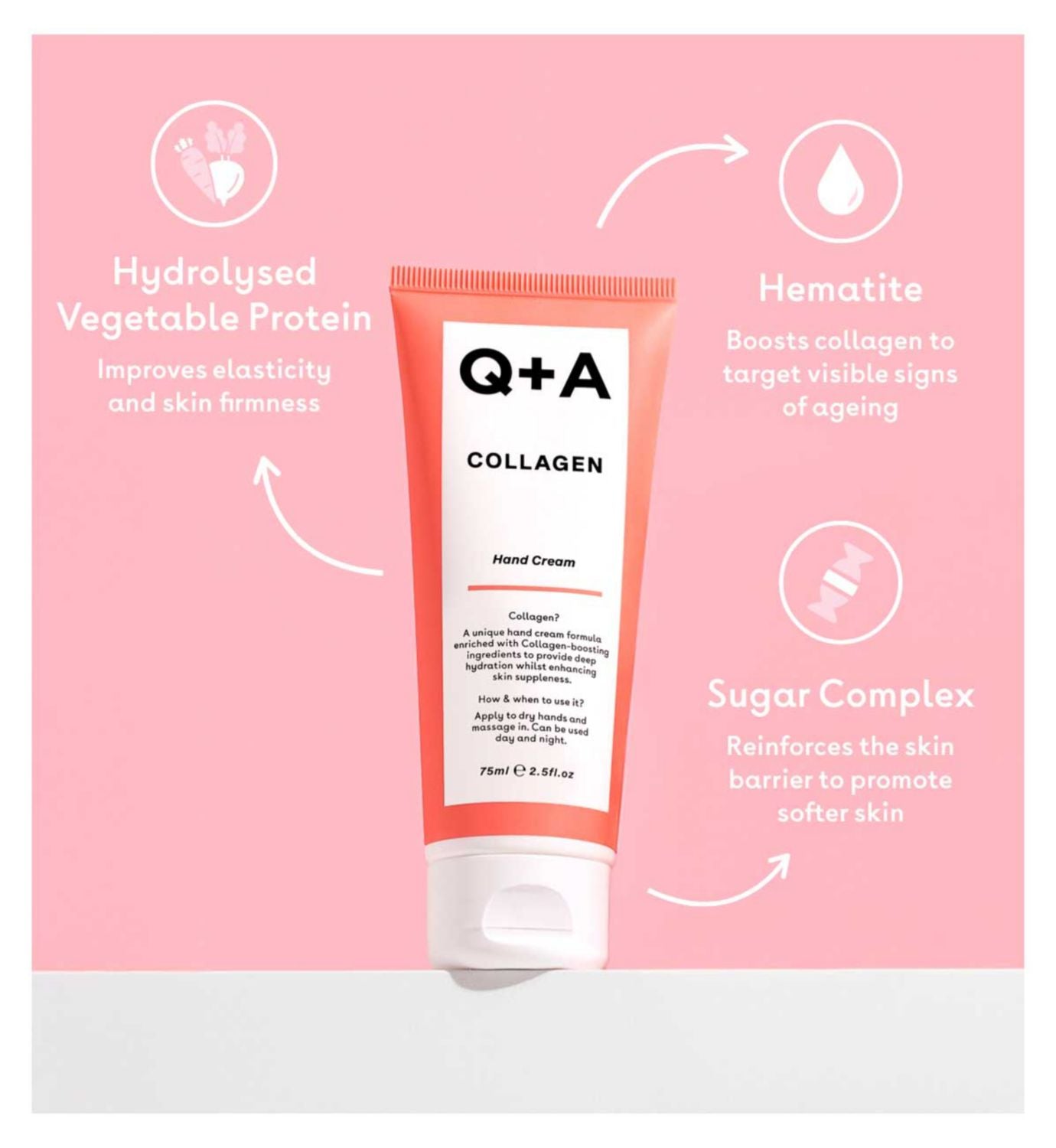 Q+A Collagen Hand Cream 75ml - British product