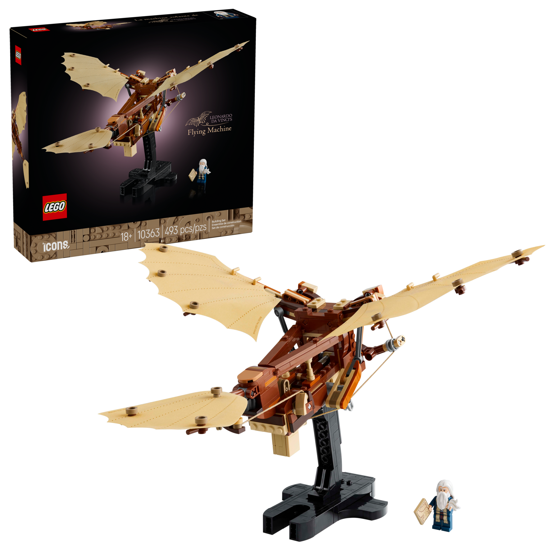 LEGO Icons da Vinci Flying Machine 493 Pieces, imported from the UK