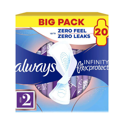 Always Infinity FlexProtect Sanitary Towels Long Size 2 With Wings 20 Pads