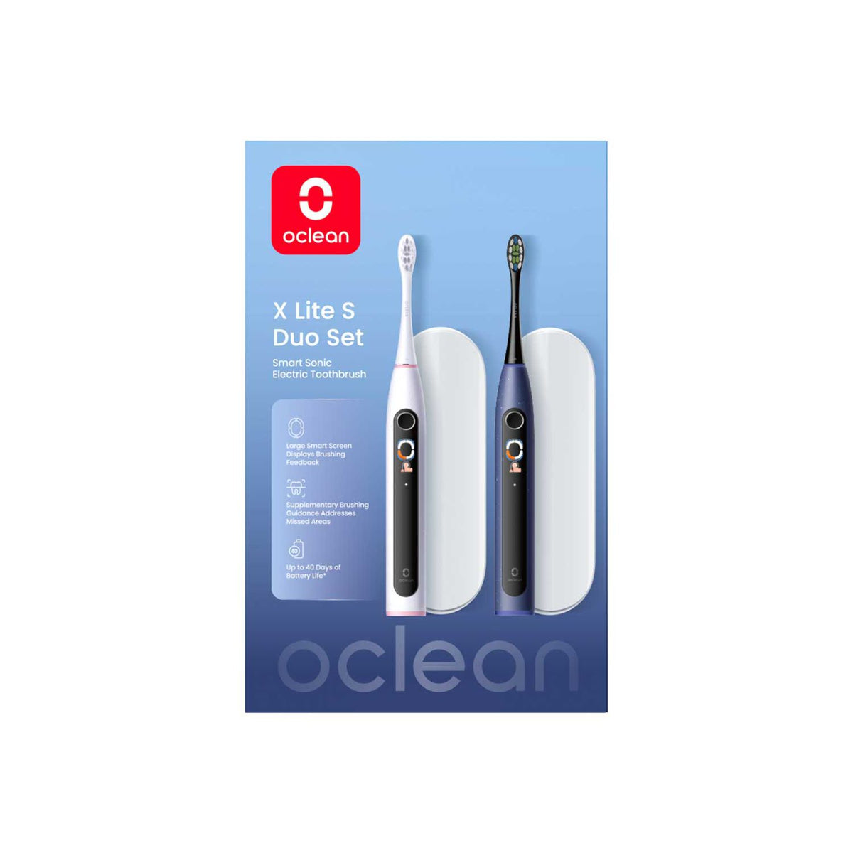 Oclean X Lite Sonic Toothbrush Blue Grey Duo, imported from the UK