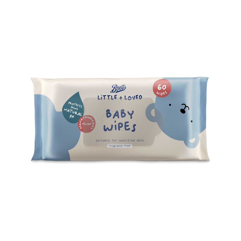 Boots fragrance-free baby wipes 60 count, imported from the UK
