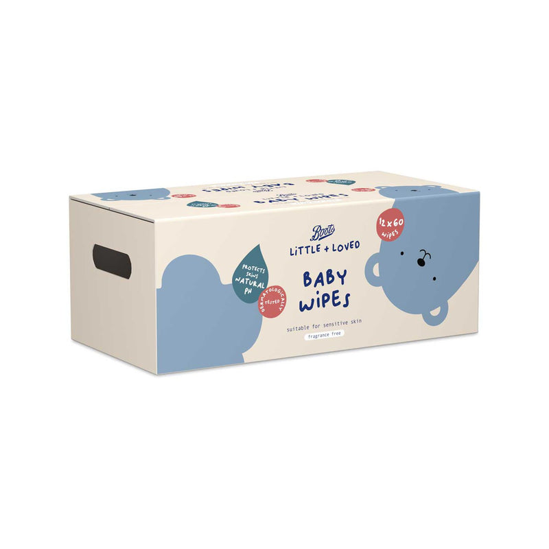 Boots baby wipes fragrance free 12 pack 720 wipes, imported from the UK