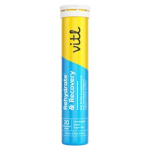 Vitl Rehydrate & Recovery Effervescent Tablets with BCAAs Lemon & Lime 20s