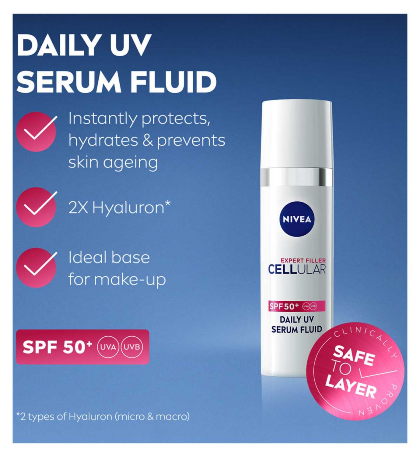 NIVEA Cellular Expert Filler Serum SPF50 30ml, imported from the UK