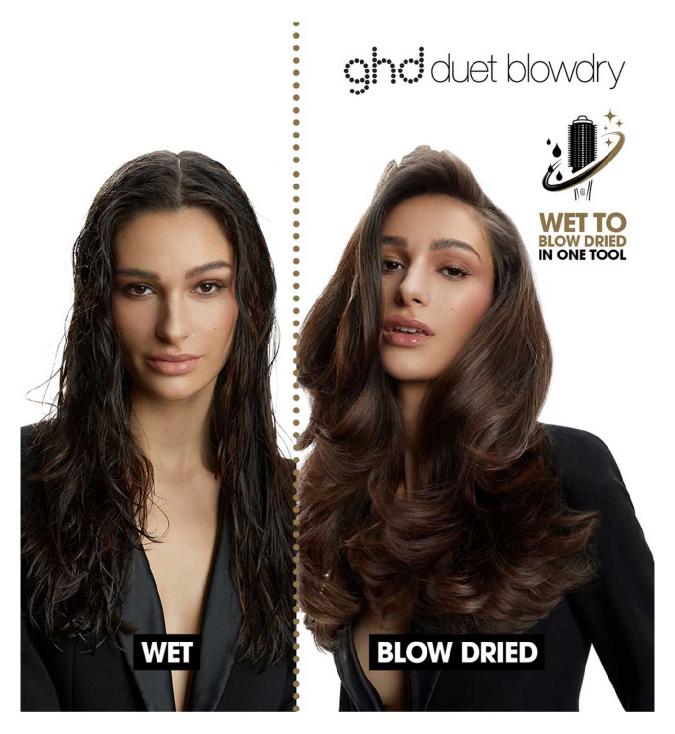 ghd Duet Blowdry 2-in-1 hair dryer brush white (British brand)