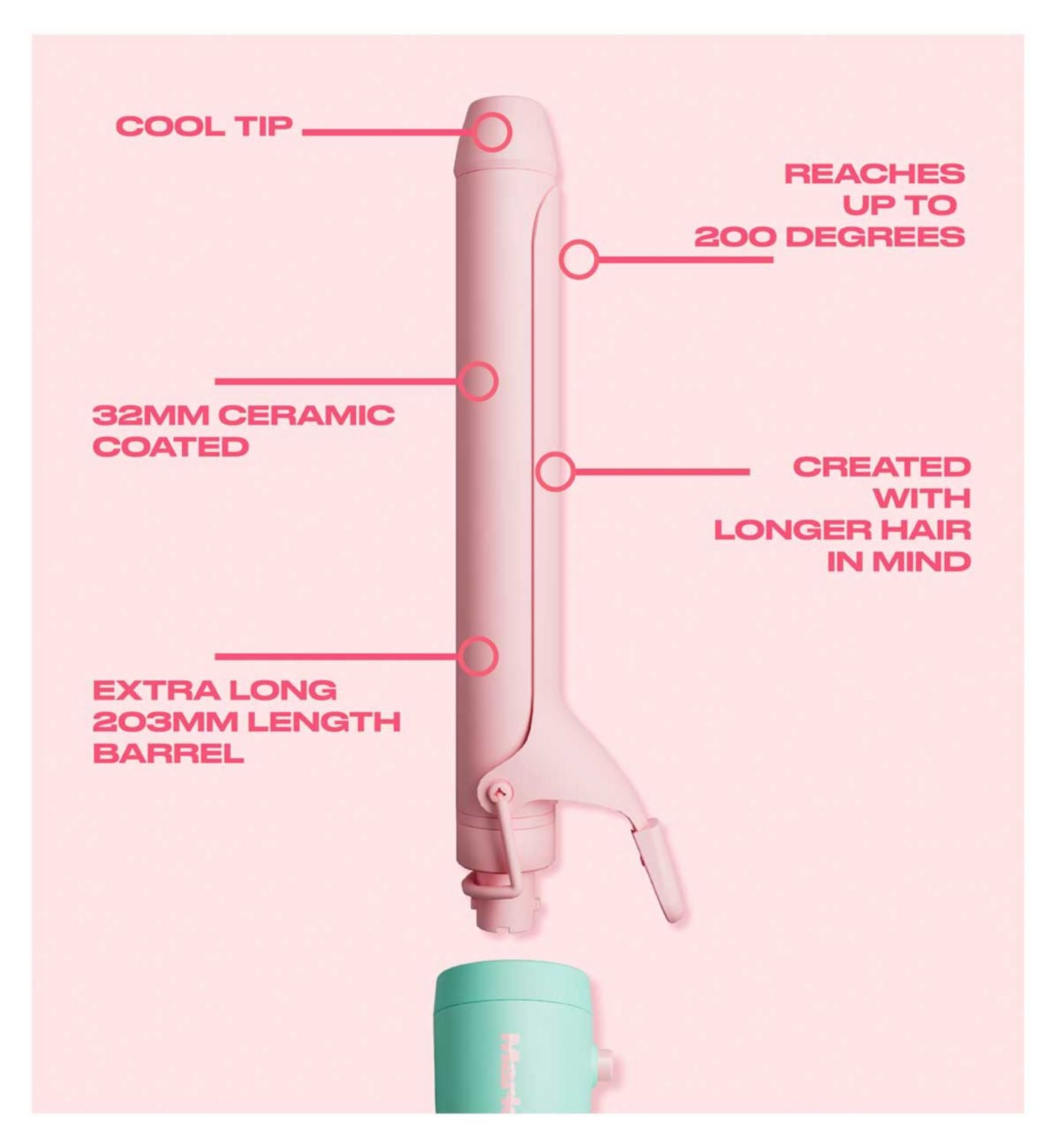 Mark Hill curling tong attachment pink edition 32mm - British product