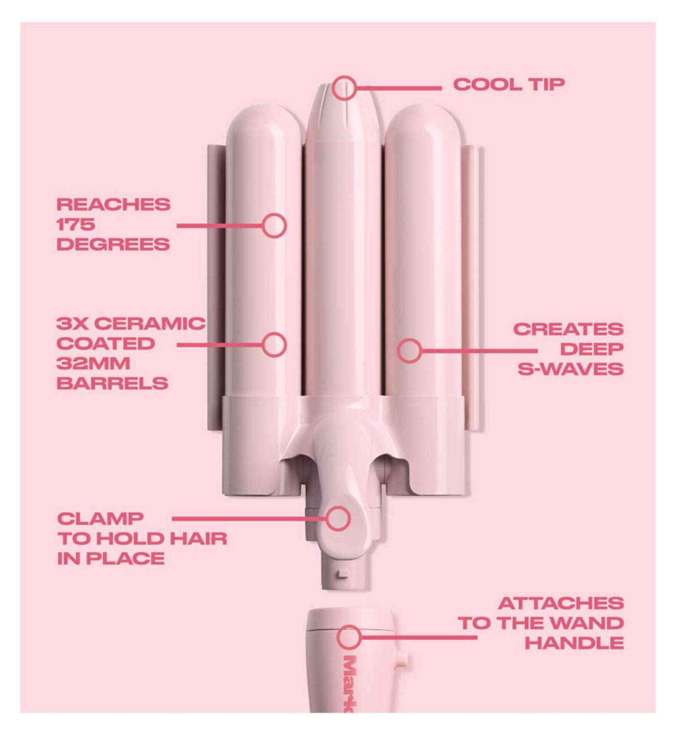 Mark Hill Pick N Mix Mermaid Waver 32mm pink attachment (British brand)