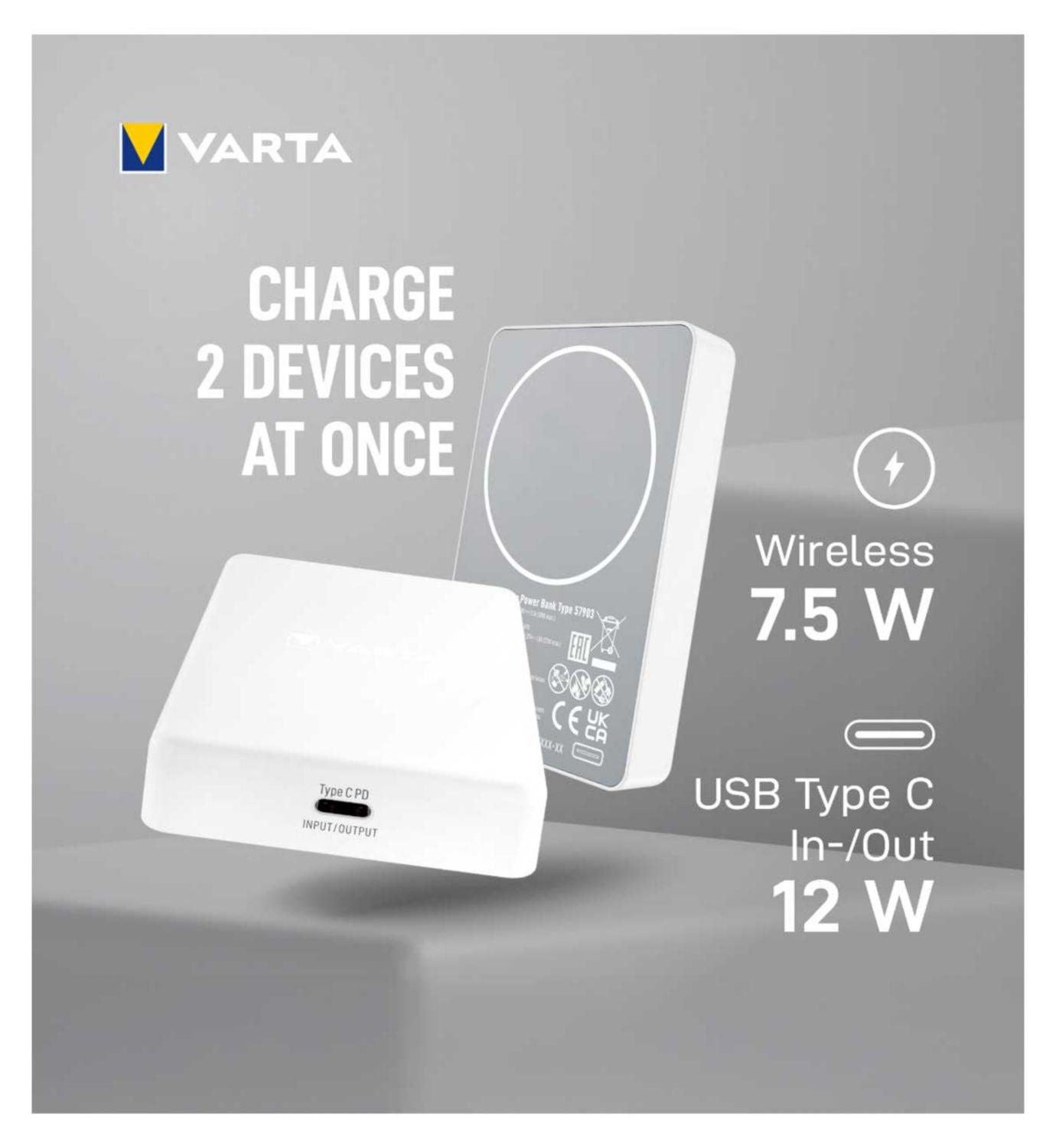 Varta Mag Pro portable wireless power bank 5000mAh, UK version