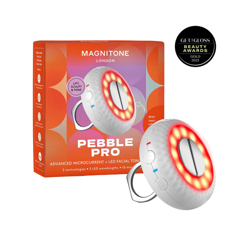 Magnitone Pebble Pro advanced microcurrent LED facial toning device, imported from the UK