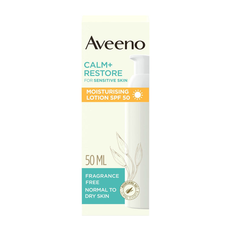 Aveeno Calm+Restore moisturising lotion SPF50 50ml (British brand)