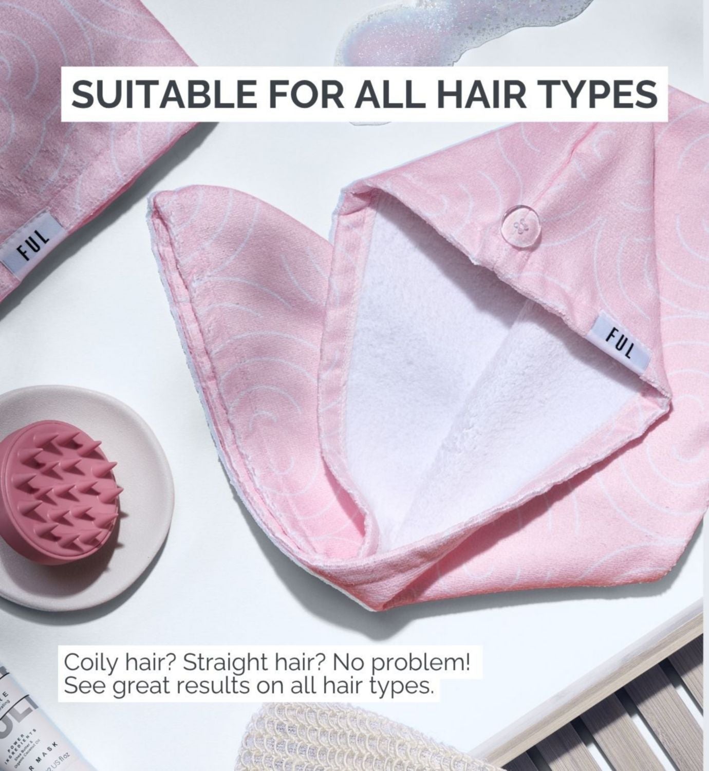 FUL microfibre hair towel wrap super absorbent quick-dry turban, imported from the UK