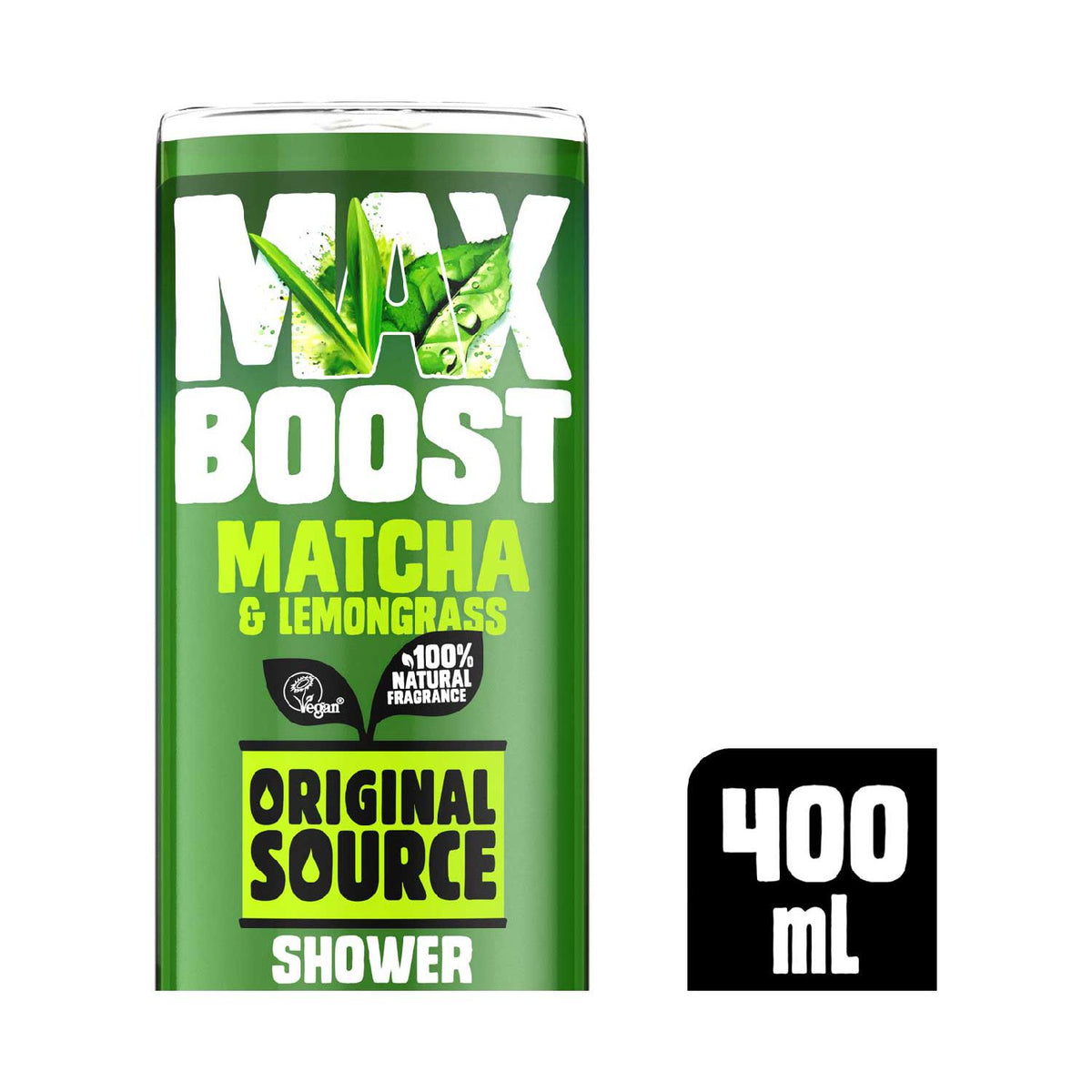 Original Source shower gel Max Boost Matcha and Lemongrass 400ml, imported from the UK