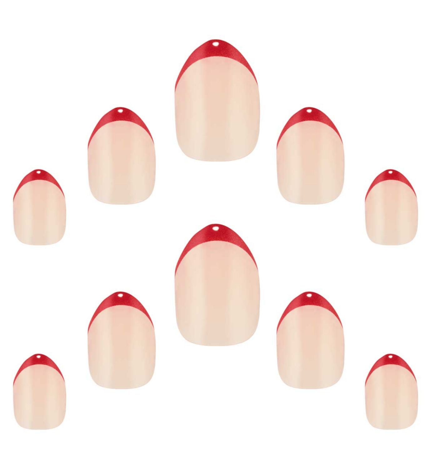 Elegant Touch Red Tips false nails almond shape, UK version