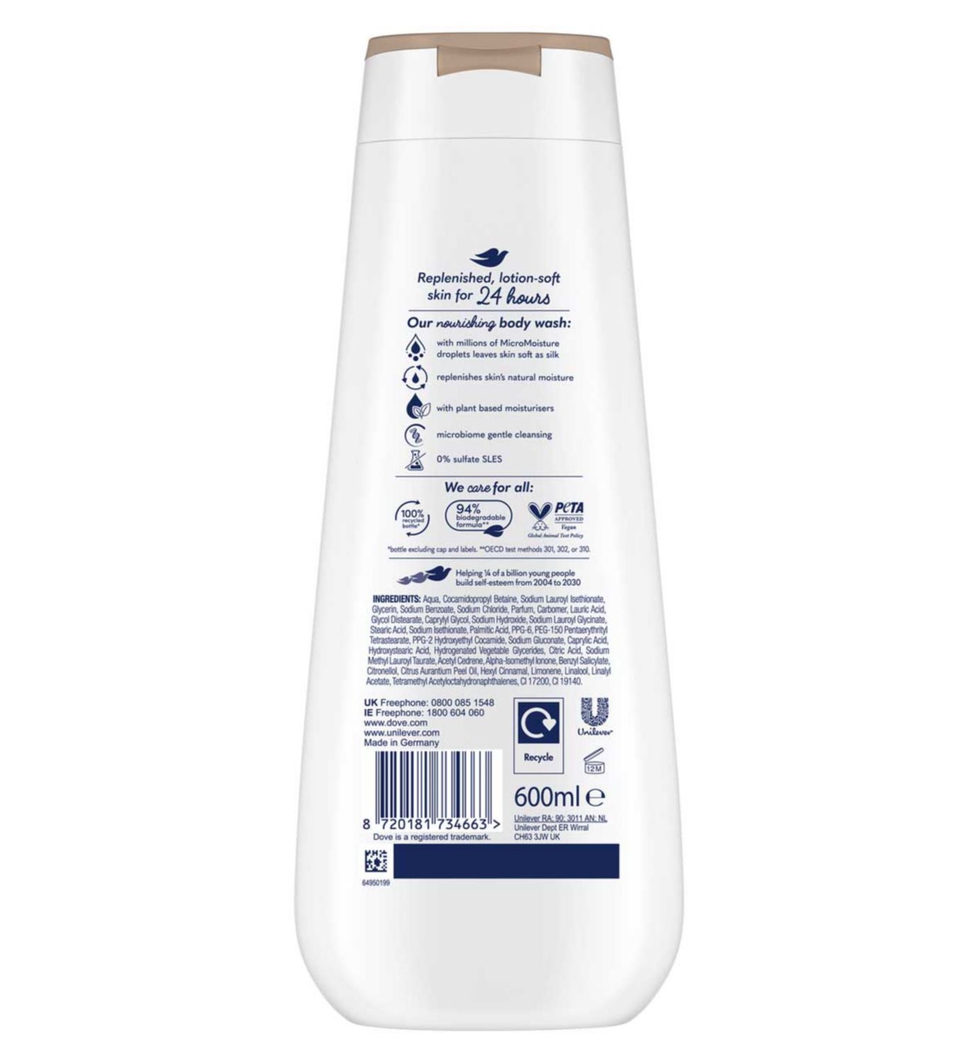 Dove Nourishing Silk Body Wash 600ml - British product