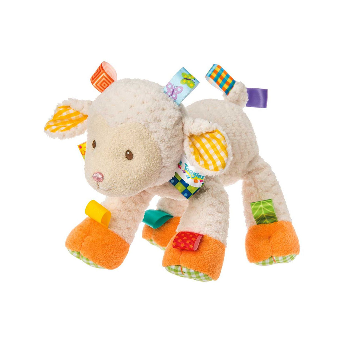 Taggies Sherbet Lamb soft toy with satin tags (British brand)