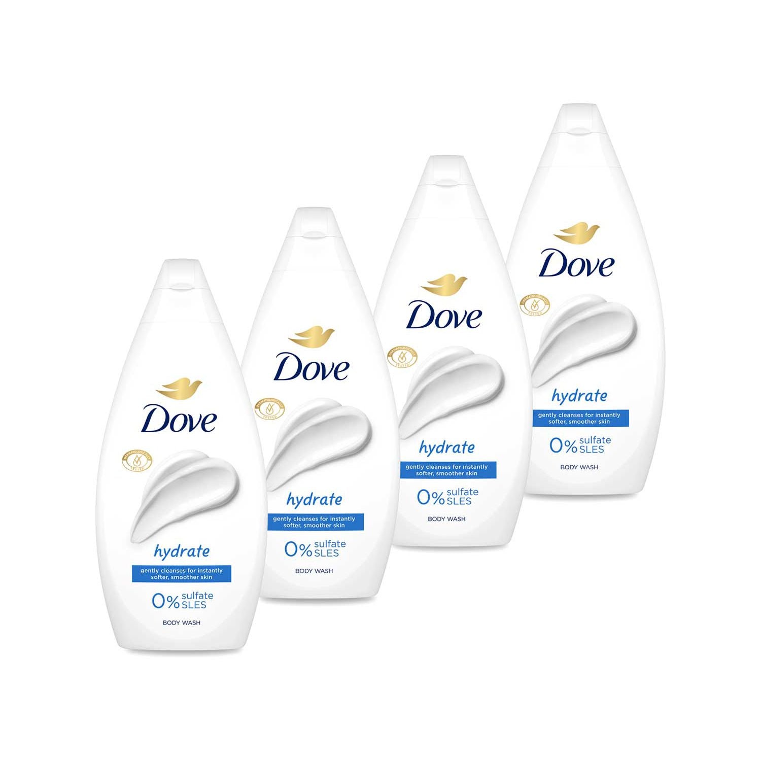 Dove Hydrate body wash 450ml 4-pack, imported from the UK