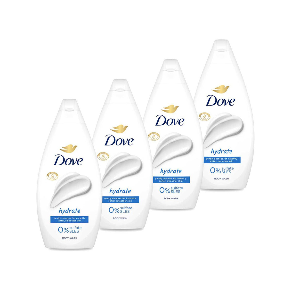 Dove Hydrate body wash 450ml 4-pack, imported from the UK