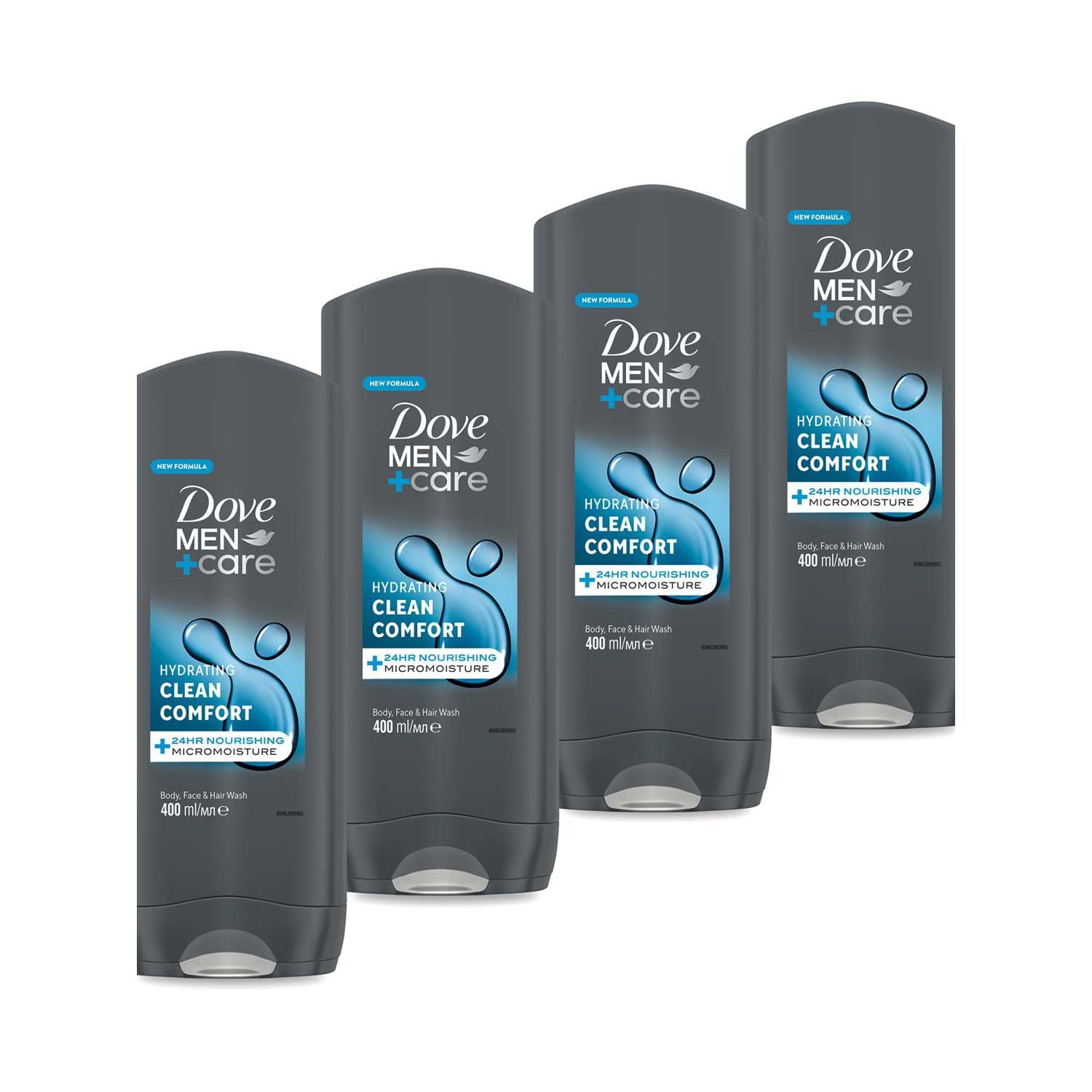 Dove Men+Care 3-in-1 body and face wash 400ml 4-pack (British brand)