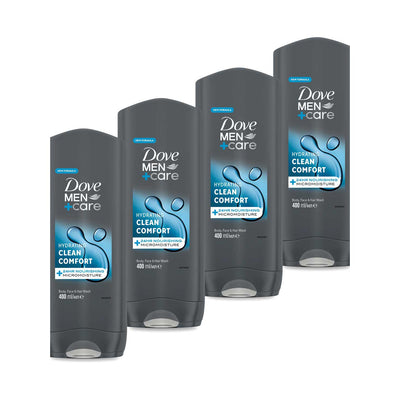 Boots Dove Men+Care Clean Comfort Body and Face Wash 400ml (Pack of 4)- Buy online at McGrocer