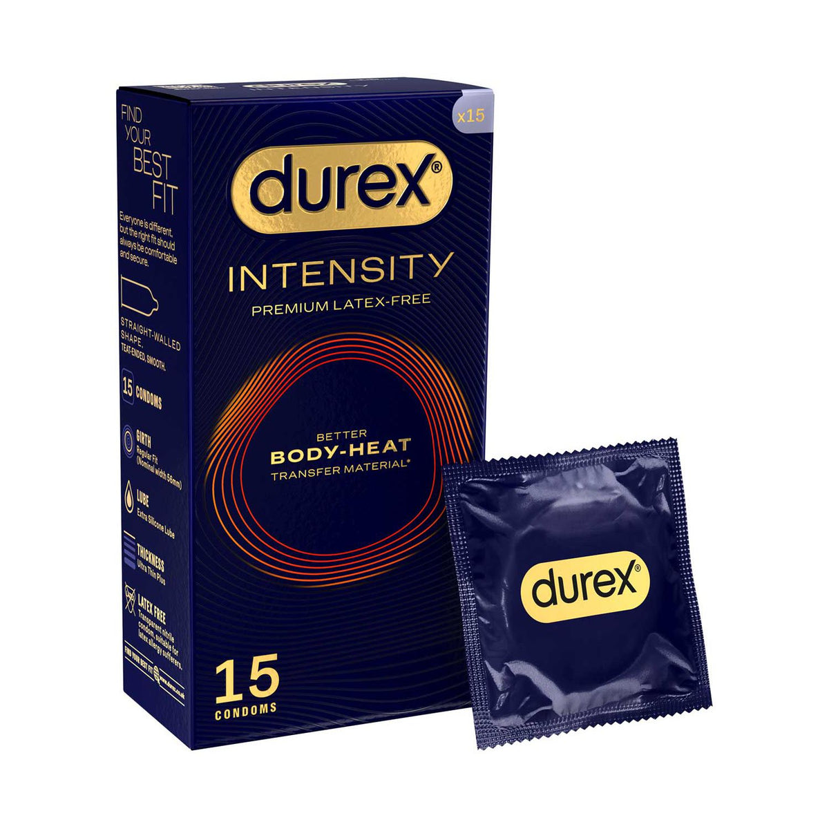 Durex Intensity Premium Latex-Free condoms 15 pack, UK version