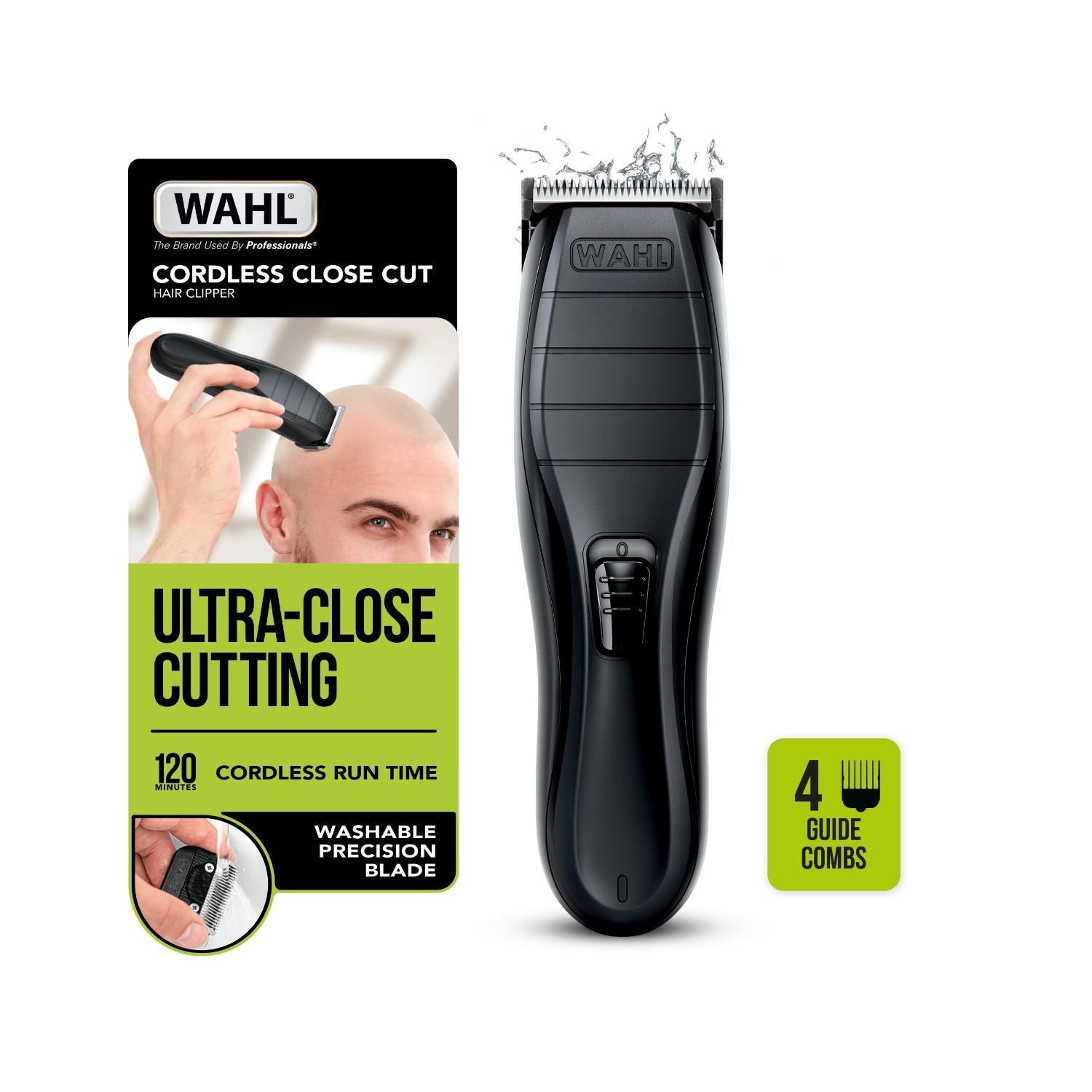 Wahl cordless close cut hair clipper kit with combs, UK version