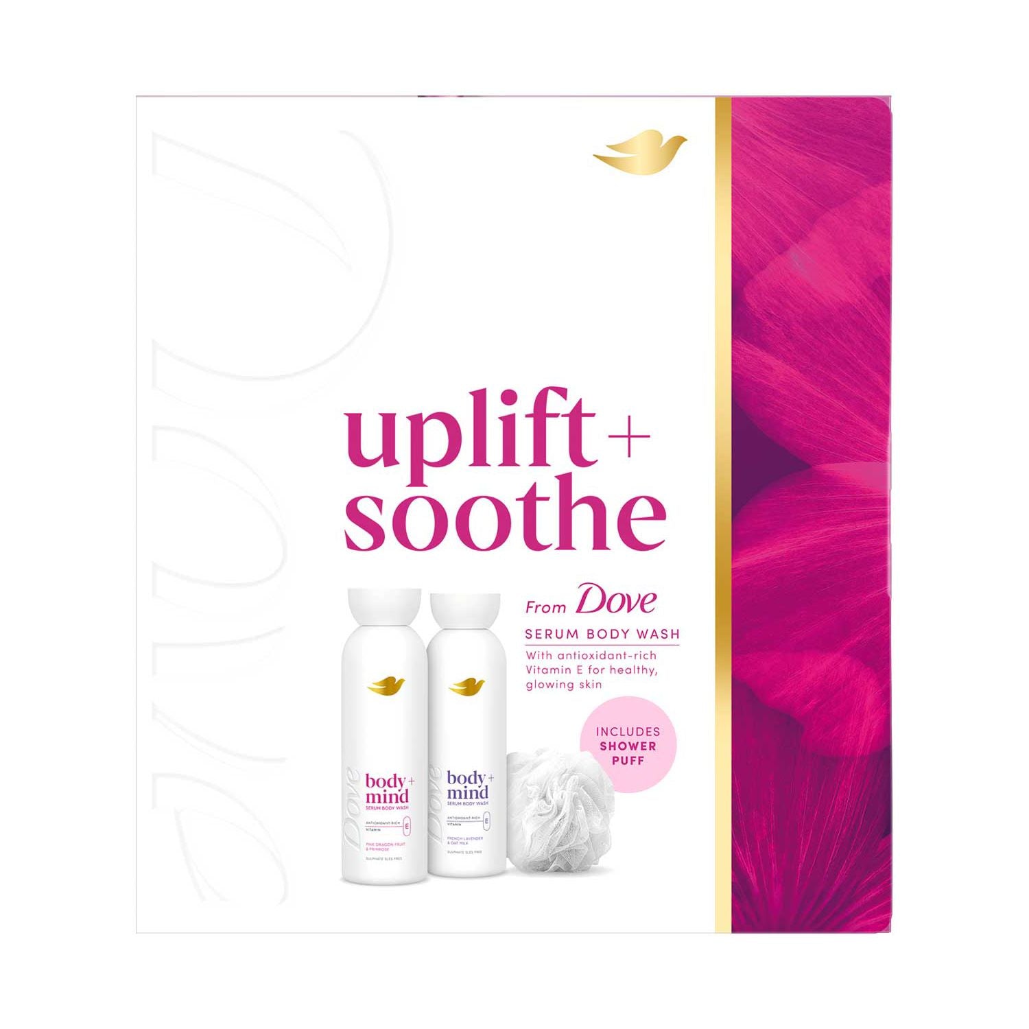 Dove Body + Mind gift set, two serum body washes, imported from the UK